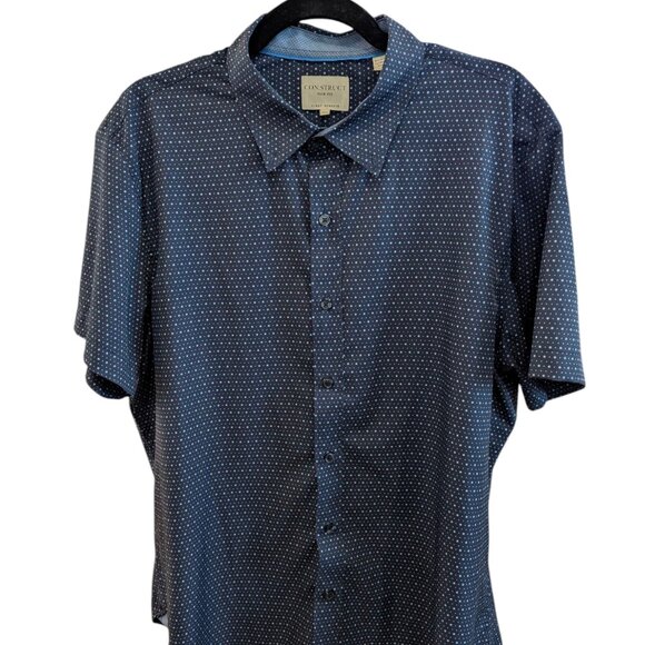Construct Men's Short Sleeve Button Down Blue with Polka Dots - Size XL - Picture 1 of 7